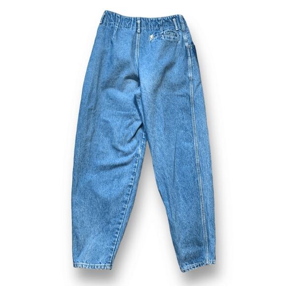 Vintage High Waist Baggy Barrel Jeans Pleated Tapered 80s 90s Medium Wash 25 - Picture 2 of 9
